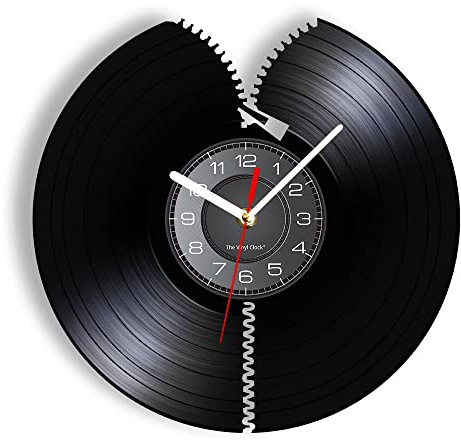 Smotly Orologio da parete in stile creativo a forma di disco in vinile con cerniera design per qualsiasi arredamento (nero senza luce)