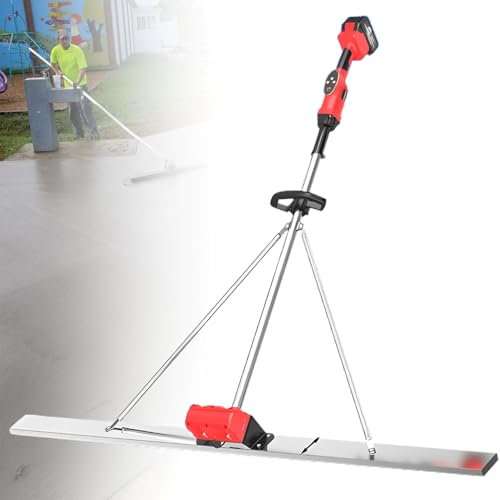 LFfwynog Outil Vibrant pour béton, Outil de vibrateur de Finition pour béton, Vitesse de 3000 à 6000 TR/Min avec Planche en Acier Inoxydable de 150 cm, 1 Moteur et 2 Batteries Portables