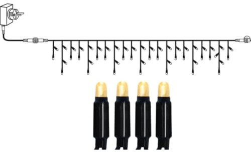 LED Universum SYSTEM 24 Lichterketten-Modularsystem > START-Artikel > Eiszapfen-Lichtervorhang 3m x 0,4m, 49 LEDs warmweiß mit Netzteil 9,6 Watt, koppelbar bis 700 LEDs