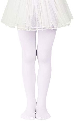 Zando Ballet Tights Girls, School Tights For Girls, Kids Thermal Leggings Age 1-14 Years, White, 6-9 Years