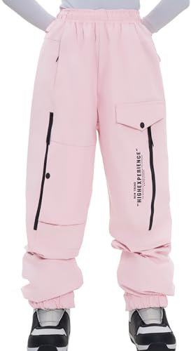 HIGH EXPERIENCE Skihose, Snowboardhose, wasserdicht, isoliert, Baggy, winddicht, Wandern, Winter, warm, für Herren und Damen, Rosa, Größe XL