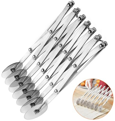 Tagliapizza Ruote 7 Estensibile, Taglierina Pasticceria Acciaio Inossidabile Rotella Multiplo, Tagliapasta Regolabile Lavabile Lavastoviglie, Divisore Ruota per Pasta, Cottura, Biscotto, Pane, Torte
