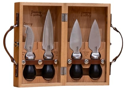 BOSKA Cheesemongers Parm Set Pro/Professional Cheese Knives/for Parmesan Cheese/Stainless Steel/in Wooden Case/Ergonomic/Scoring Knife, Breaking Knife and 2 Parmesan Knives