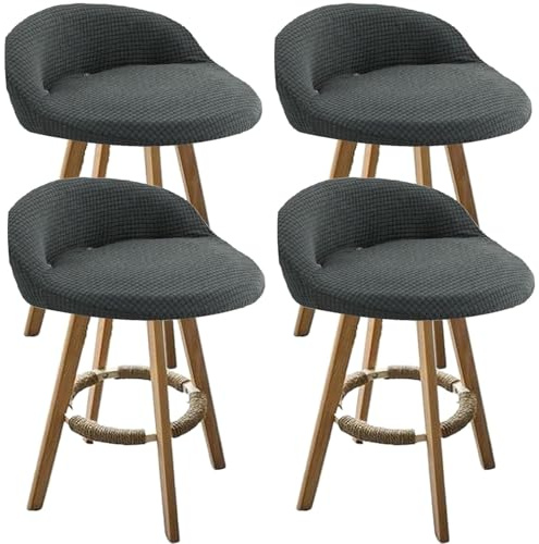 seokor Redondo Cubiertas para Taburetes de Bar Pack 1/2/4 Curvo Elásticas Fundas para Taburetes de Bar con Respaldo Desmontable Fundas Sillas de Comedor para Casa, Bar，Cocina, Altos(#2,4PCS)