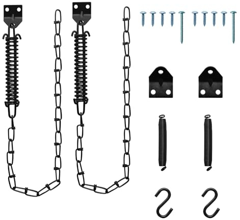 2 Set Screen Door and Storm Door Chain Stop, Windproof Door Chain Heavy Duty Storm Door Hardware for Most Doors (Black)