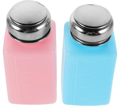 HEALEEP 2pcs Press Type Alcohol Dispenser Bottle Push down Static Pump for Solvents and Cleaners Refillable Liquid Container for Home and Laboratory Use