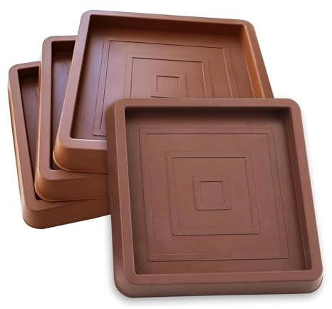 Furniture Castor Coasters Cups 2.5 Inch Square Furniture Feet Cups Floor Protectors Rubber Castor Cup for Carpet Wooden Floors 4 Pcs