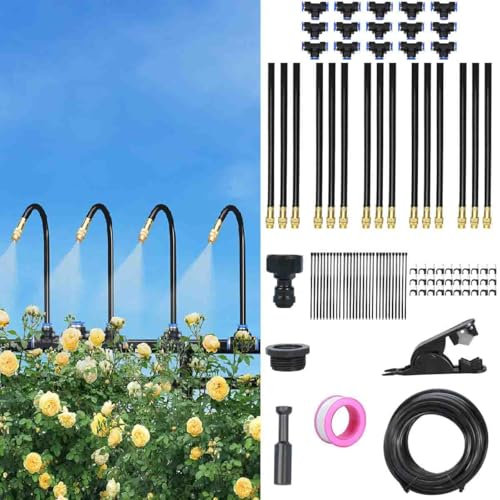 Sistema De Riego AutomáTico De 360° Para JardíN,Kit De Riego Por Goteo,Sistema De PulverizacióN,Boquilla Flexible Ajustable,Para Jardines,Macizos De Flores,Plantas De Patio (15 m/49,2 pies)