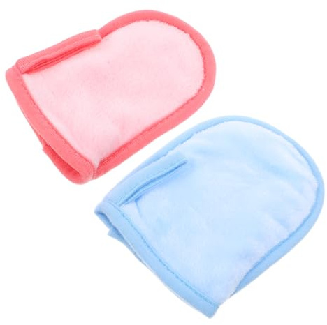 VALICLUD 2pcs Reusable Facial Gloves Exfoliating Wash Mitts for Women Men Long Staple Cotton Gentle Makeup Remover Mitts Comfortable Cleaning Gloves for Face Body