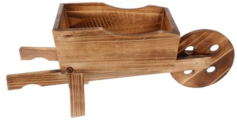 ibasenice Vaso di Fiori in Legno Carrello, Fioriera Ornamentale a Carriola per Piante Grasse, Vaso Sospeso Creativo 46x15,5x19 Cm per Giardino, Interno, Ufficio e Decorazione Casa