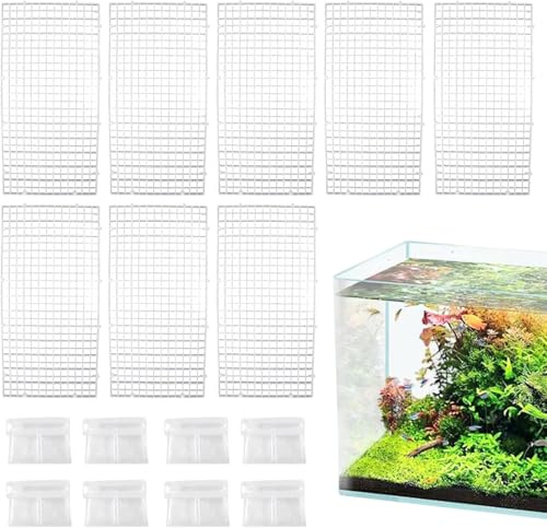 8er-Set Klare Acryl Aquarium Abdeckung mit Clips - Belüftetes Gitter Design, Sicherer Tankdeckel für Zuchtbecken, Individuell Zuschneidbar