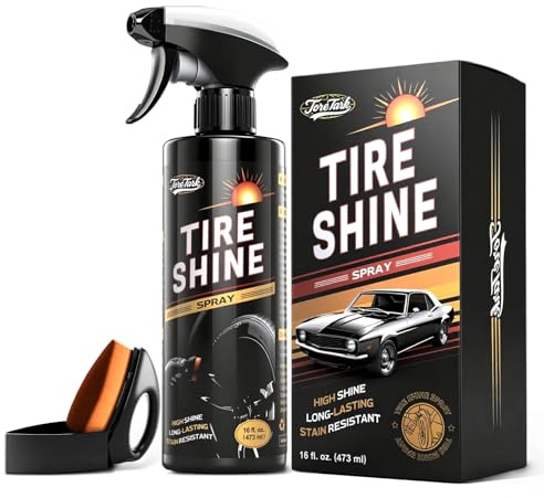 toretark Ceramic Tire Shine Spray — High-Gloss Wet Look Tire Coating with Ultra-Dense Nylon Brush Applicator, UV Protection, Long-Lasting Shine for Car Truck RV Motorcycle (16 Fl Oz)