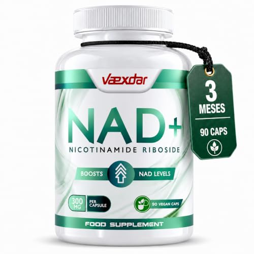NAD+ Nicotinamide Riboside - 300mg - Alta Absorción - 90 Cápsulas Vegetales - Aumento niveles NAD, Salud Celular y Vitalidad - Cloruro de Ribósido de Nicotinamida - NAD Booster - Vaexdar
