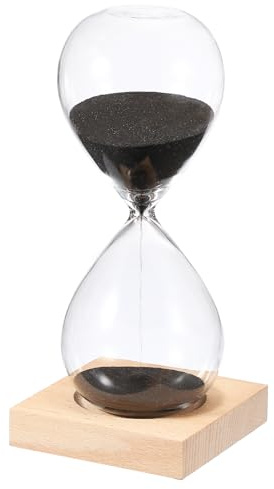 PATIKIL Timer A Sabbia Da 30 Minuti, Orologio A Sabbia Con Base In Legno Clessidra Timer Orologio Per Decorazione Casa Ufficio Ristorante, Nero