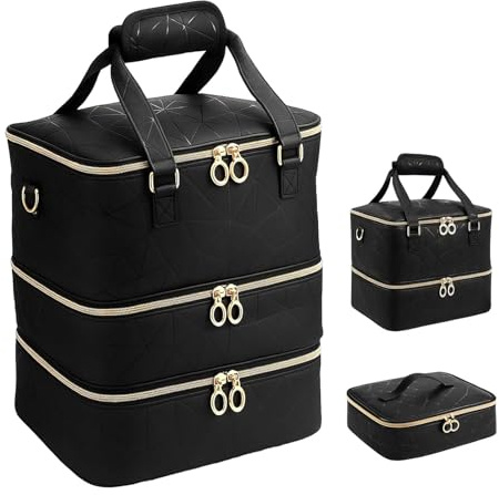 SUNNYNEST Nail Polish Organizer Case with 3 Layers Holds 84 Bottles - Portable Storage for Nail Polish DIY Kits & Nail Tech Supplies Carrying Bag