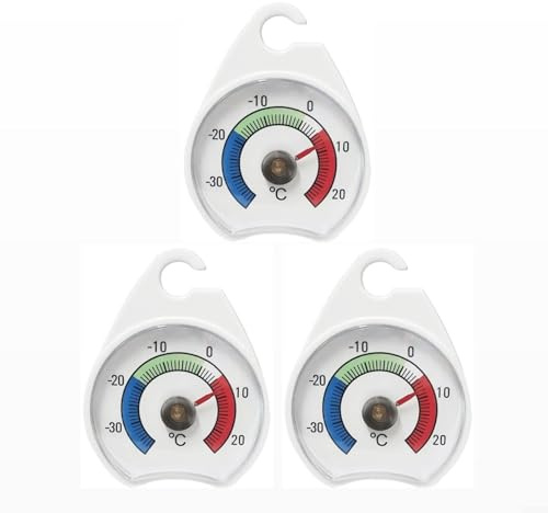 Sileduove Termometro per frigorifero e congelatore, con monitoraggio della temperatura da 30 a 20 °C, per casa, ristoranti, bar, quadrante da 52 mm (3 pezzi)