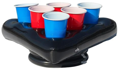 Inflatable Beverage Holder - 44cm, PVC Triangular Game Cap, Sturdy Floating Throwing Cup Stand, Hawaiian Party Supply, Pong Beer Accessory | Poolside Water Bucket, For Backyard Park Summer