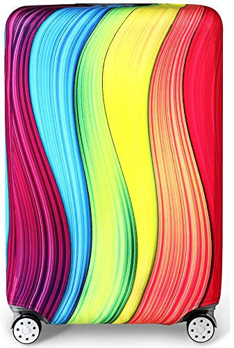 Kofferhülle Elastisch Kofferhülle Bambus Kohlefaser 18-32 Zoll Kofferschutzhülle Gepäck Cover Reisekoffer Hülle Kofferschutz Luggage Cover Gepäckabdeckung (Welle, XL)