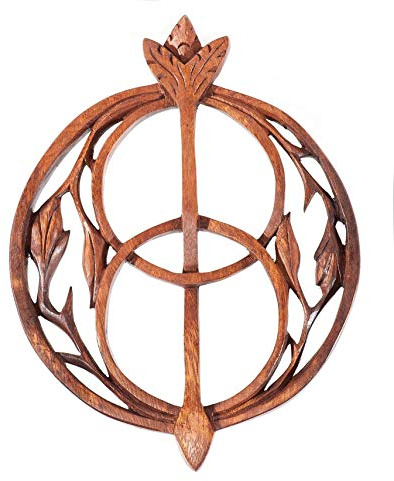 Keltische Wanddeko aus Holz – Rundes Celtic Ornament mit Blättern – Handgeschnitztes Wandbild im Mittelalter Stil Spirituelle Deko für Zuhause