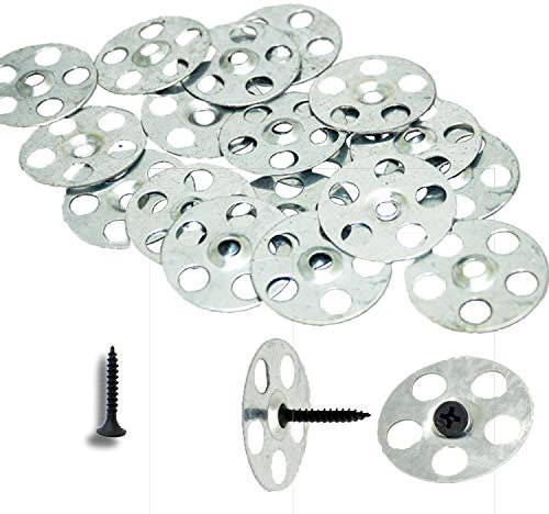 36mm Steel Insulation Washers And Screws For Insulation Fixings Including Tile Backer Boards XPS Insulation Boards And More Packs of The 100 (Washers 36mm x 100)