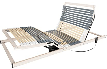 Matratzen Perfekt Elektrischer Lattenrost 70x200 cm 42 Leisten 7 Zonen 8 cm Höhe 2 Motoren bis 200 kg belastbar Netzfreischaltung Härtegradverstellung Notabsenkung