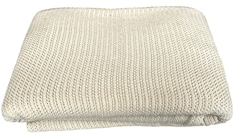 Family Bedding Couverture cellulaire en Coton crème - Lit Double | Couvre-lit Thermique léger réversible | Design Traditionnel Doux (230 x 230 cm)