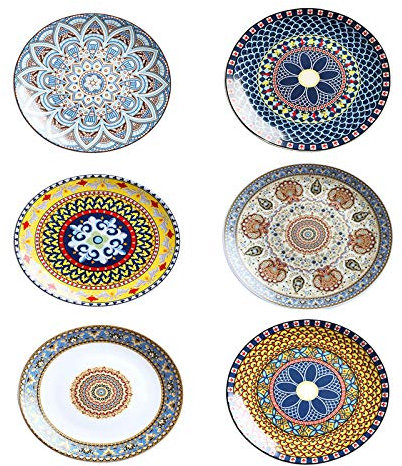 6 Assiettes Service de Table Pour 6 Personnes Peintes à La Main Avec Assiettes Coloré
