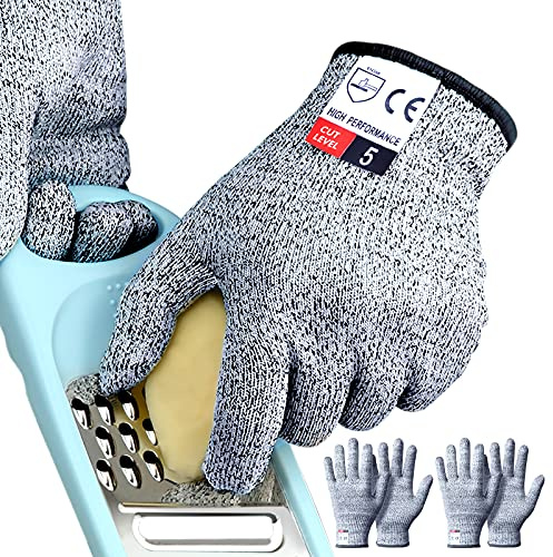 2 pares de guantes flexibles resistentes al corte, nivel 5, guantes anticorte, Tesuchan (L – 2 pares)