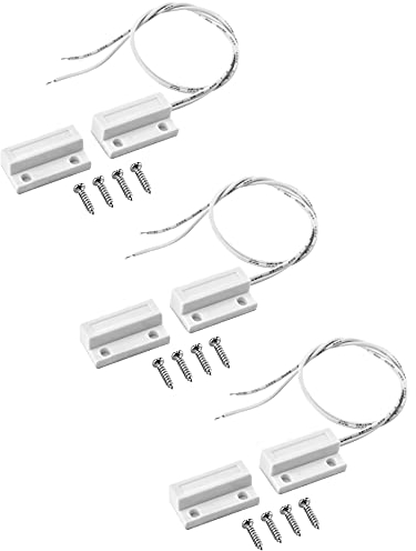 QWORK® 3Pcs MC-38 Wired Security Window Gate Contact Sensor Alarm -Normally Open - Surface Mount Magnetic Reed Switch Magnetic Door Sensor
