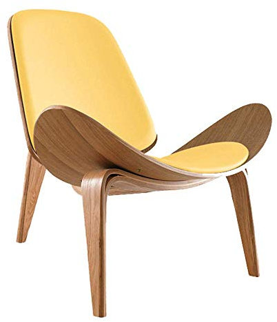 CAPXXIN Sonnenliege, Schalenstuhl, Sperrholz, Leder, Wohnzimmermöbel, modern, wie abgebildet, natürliches gelbes Leder Needed