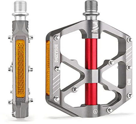 MZYRH Mountainbike-Pedale, Fahrradpedale mit Reflektoren, leichte Aluminiumlegierung, MTB-Pedale, 3 versiegelte Lager, Fahrrad-Plattform-Pedale, 9/16 Zoll BMX, Rennrad-Pedal