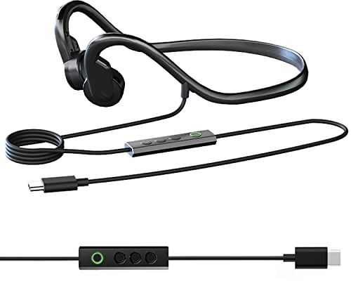 Sumeber Écouteurs à conduction osseuse avec câble - Avec microphone filaire - IPX5 - Étanche - Léger - Pour la course, l'entraînement, la randonnée, la conduite, le cyclisme - (G5-USB-C)