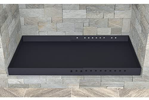 Pearwow Rechteckige Kaminschale, erweiterbare Aschepfanne zum Sammeln von Asche, verzinkter Stahl mit pulverbeschichtetem, verstellbarem Glanzhalter, Kaminpfanne, schwarz