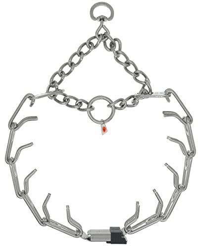 Herm Sprenger Stainless Steel Prong Dog Collar with Centered ClicLock Buckle and Assembly Chain Quick Release Training Pinch Collar for Large and X-Large Dogs Made in Germany