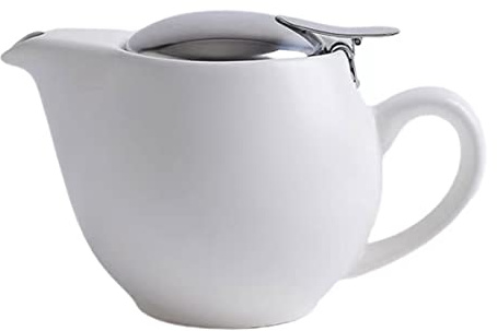 Auxmeware - Small Ceramic Teapot With Stainless Steel Infuser For Loose Tea And Blooming Tea, Heat Resistant Ceramic Tea Pot And Tea Kettle, Perfect Tea Maker, White Teapot 350ml/12.0oz