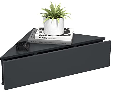 VCM Nachttisch 60x43x15 cm 1 Schublade Wandmontage Nachtkonsole Holz | Ablage- und Stauraumlösung direkt neben dem Bett - praktisch fürs Schlafzimmer - für Erwachsene und Paare