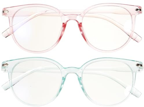 Healvian 2Pcs Blue Light Blocking Glasses for Women,Computer Anti Blue Light Glasses, Lightweight Clear Lens Reading Glasses for Women Girls Random Color