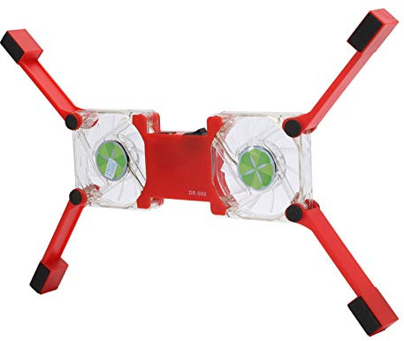 ASHATA Portable Laptop Cooling Pad, with Antiskid Mount, Dual Light Emitting Fan, USB Foldable Heat Dssipation Stand for Notebook Computer (Red)