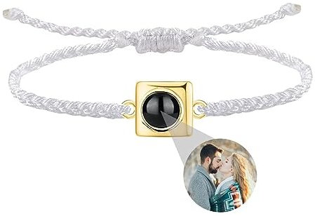 Liskanap Personalisierte Foto Armband Benutzerdefinierte Projektion Armband mit Eigenen Bild im Stein Lupe Foto Armbänder Verstecktem Fotoarmband für Frauen Damen Herren Männer Paar