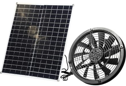 SUNYIMA Ventilateur solaire 20 W résistant aux intempéries avec ventilateur CC pour petits poulaillers, serres, hangars, maisons pour animaux domestiques, fenêtres d'échappement
