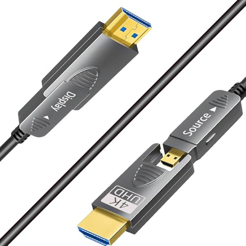 75ft 4K HDMI Cable, Fiber Optic HDMI Cable, Micro HDMI to HDMI, Detachable Type A to D, D to D, 18Gbps Ultra Speed, Slim Flexible, Long Extended, for Projector TV Xbox PS