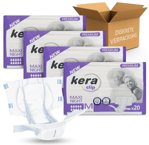 KERA® Premium Inkontinenz-Slip MAXI NIGHT - saugstarke Windeln für Erwachsene [MIT AUSLAUFSCHUTZ] - Atmungsaktive Erwachsenen Windel für die Nacht - 80 Stück - M - Testpack