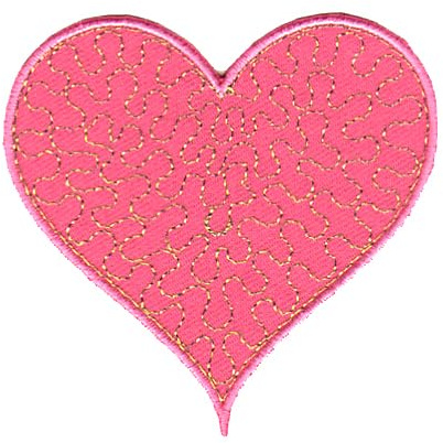 Herz Rosa Gold Aufnäher zum aufbügeln oder aufnähen Bügelbild Aufbügler für Kleidung gestickter Bügelflicken Applikation Liebe Love Patch Größe 6,6 x 6,7 cm