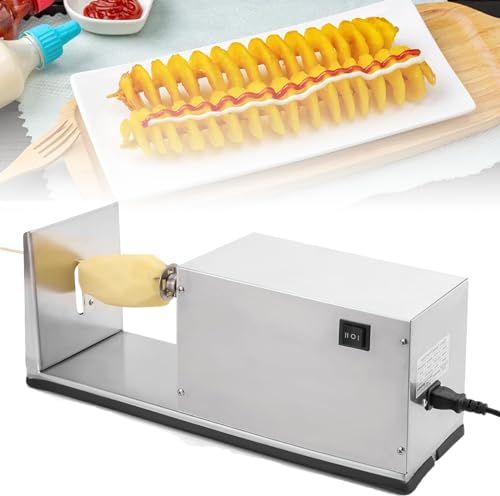 XoTiq Affettatrice per Patate,Affettatrice a Spirale per Patate elettrica,Affettatrice a Spirale per Tornado di Patate elettrica,Macchina elettrica a Torre per Patate in Acciaio Inossidabile per