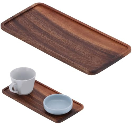 Tissting Bandeja de Madera, Elegante Bandeja de Servicio de Nogal Organizador de Encimera 9.8x4.7x0.5 Pulgadas para Hogar Hotel Cafetería