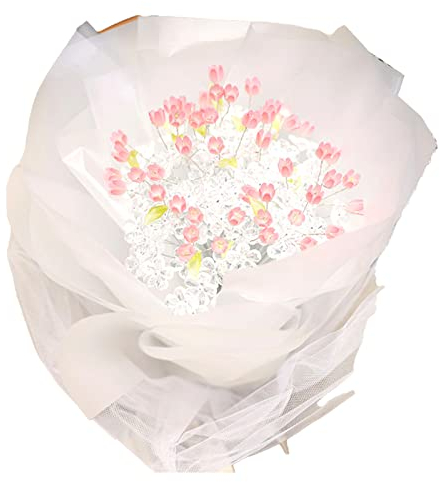 Septpenta Beleuchteter Tulpen Leuchtstrauß, DIY Handgemachter Tulpenstrauß, Künstliche Blumenlichter, Geschenkideen, Geschenkideen, für Freundin Mama(33 STK)