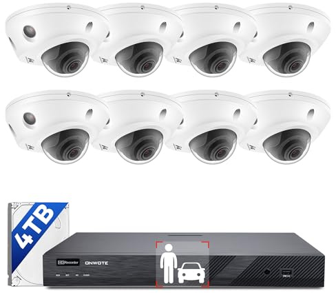 ONWOTE 12MP NVR 16 Channel Security Camera System, 8X 4K 8MP Vandal Proof Audio PoE IP Cameras, Smart Color Night, 16CH Commercial NVR 4TB, 8X Cables (Total 480ft), Wired Outdoor CCTV for Businesses