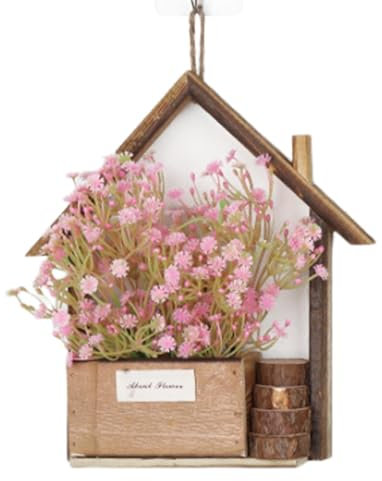 Wand-Pflanzgefäß aus Holz – Wand-Blumentopf, Hängetopf in Form eines Hausrahmens, Wandvase aus Holz | Hängetopf für getrocknete Blumen, ideal für Wohnzimmer, Schlafzimmer,