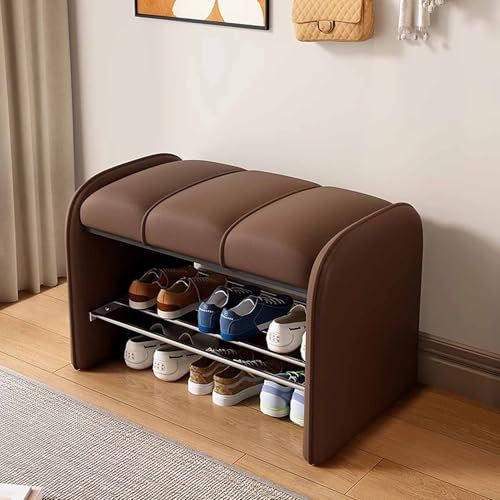 KaBuea Ottomane-Bank aus Holz mit Kunstlederkissen, Schlafzimmerbänke, Fußstütze, Hocker, Akzentbank für Eingangsbereich, Esszimmer, Wohnzimmer, Flur