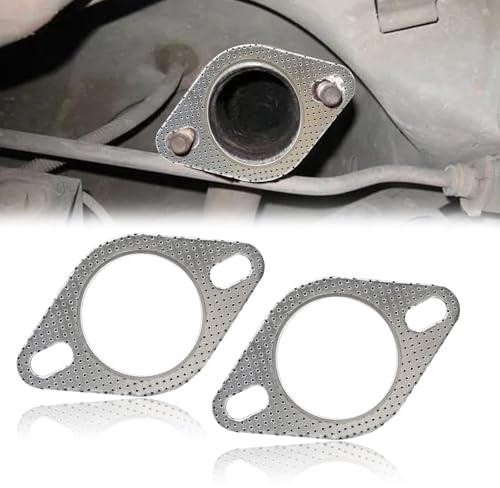 2 PCS Car Exhaust Gasket, Standard Exhaust Manifold Gasket, Ultra Seal 2-Bolt 2.5 Inch Exhaust Flange Gasket High Temperature, Car Accessories Made of High Temp Gasket Material OEM#120-06310-0002